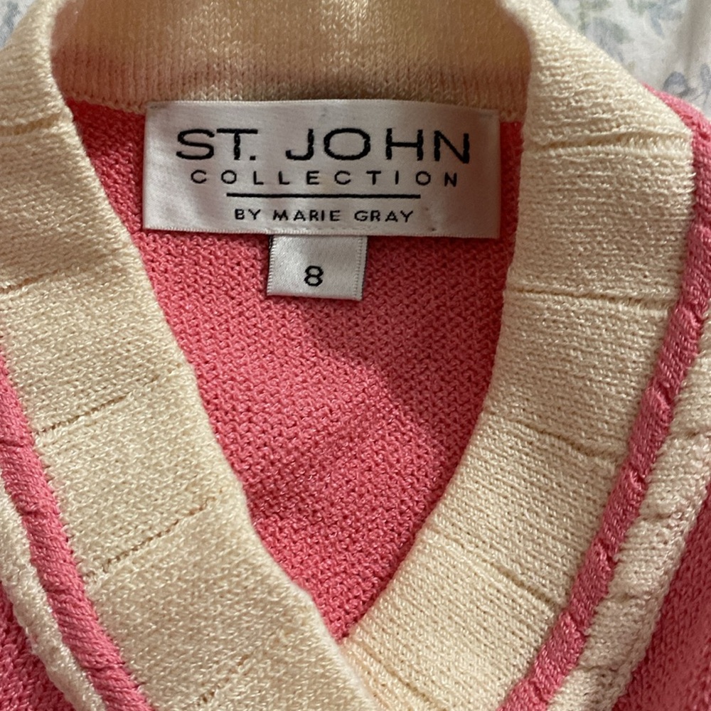 St. John Rose and Ivory Button-Up Cardigan - Picture 7 of 8